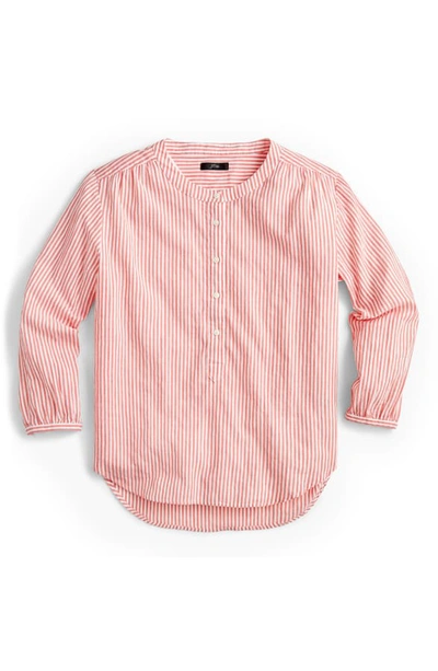 Jcrew Stripe Crinkle Pullover In Bright Cerise