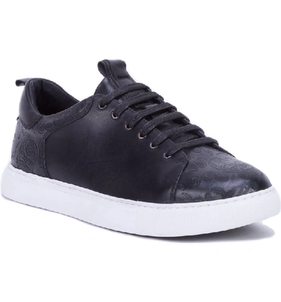 Robert Graham Men's Loman Leather Lace-up Sneakers In Black Leather