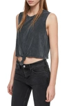 Allsaints Tujen Tie-hem Cropped Tank In Acid Washed Black