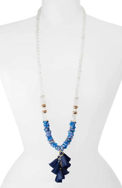 Akola Somer Long Tassel Pendant Necklace In Blue