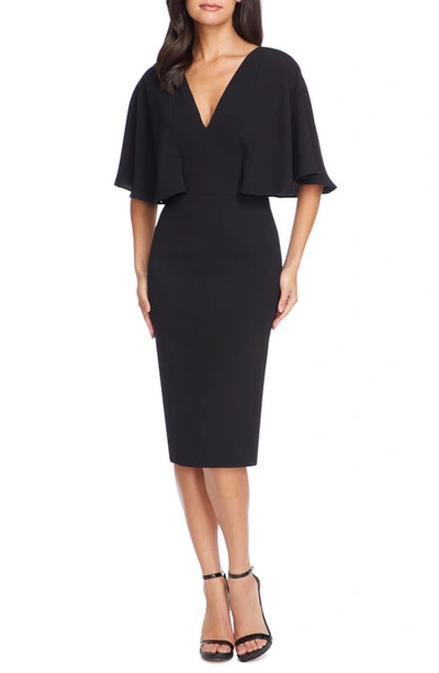 Dress The Population Louisa Butterfly Sleeve Cocktail Dress In Black