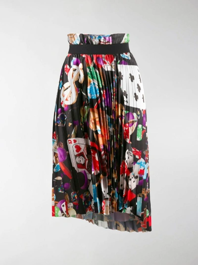 Balenciaga Asymmetric Printed Pleat Skirt In Multicolor