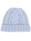 Ami Alexandre Mattiussi Cable Knit Beanie In Blue