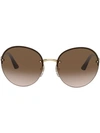 Prada Rimless Acetate/metal Sunglasses In Brown