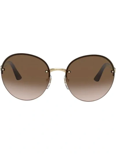 Prada Rimless Acetate/metal Sunglasses In Brown