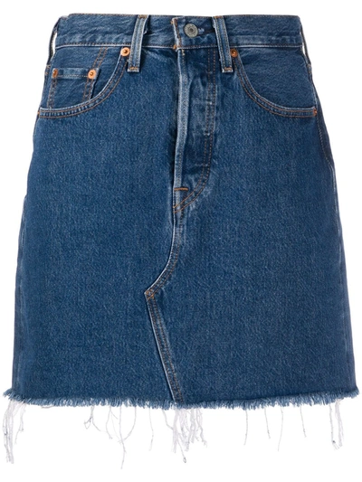 Levi's Iconic Button Cotton Denim Mini Skirt In Blue