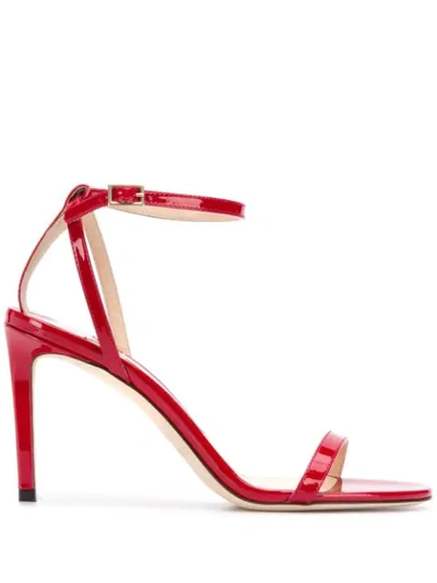 Jimmy Choo Minny 85 Patent-leather Sandals In Red