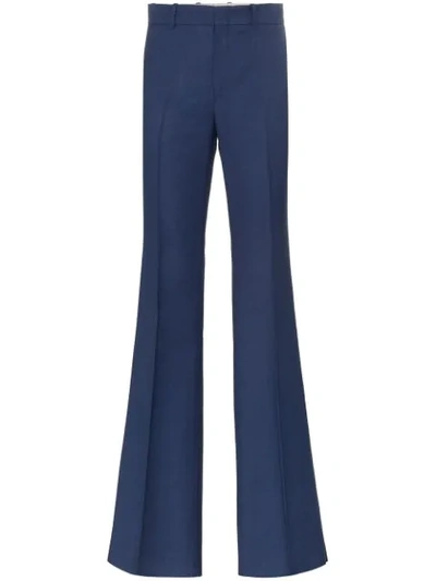 Gucci Mid-rise Flared Trousers In Blue