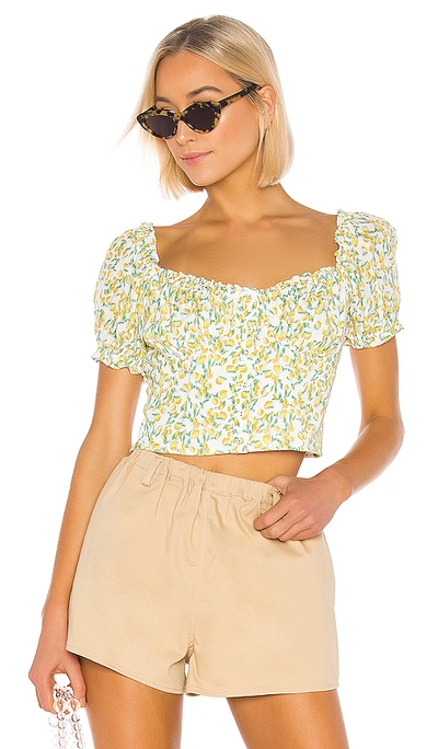 Astr Rita Ruffled Crop Top In Lemon Drop