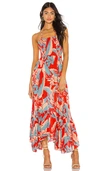 Free People Heat Wave Floral Print High/low Dress In Red