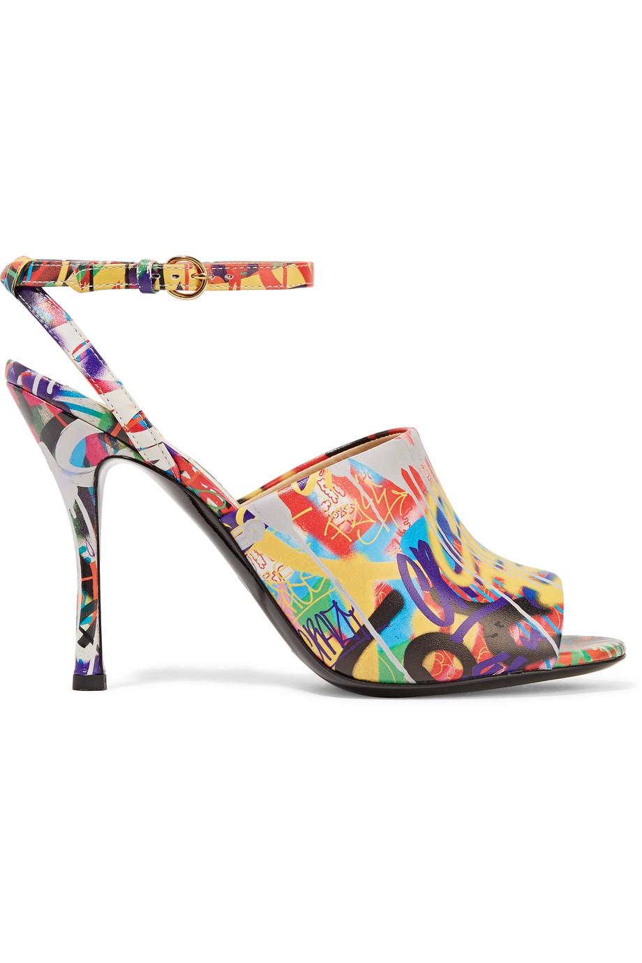 moschino abstract leather flat sandals
