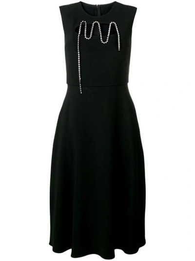 Christopher Kane Squiggle Cupchain Embellished Cutout Crepe Midi Dress In Black