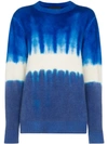 The Elder Statesman Tie-dye Print Cashmere Jumper In Ivory With True Blue/ Denim Dip Dye