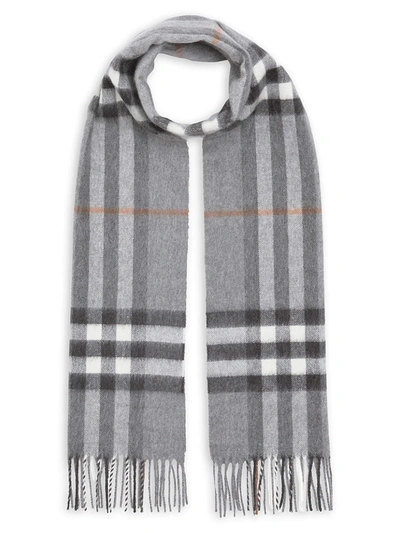 Burberry The Classic Giant Check Cashmere Scarf In Grey