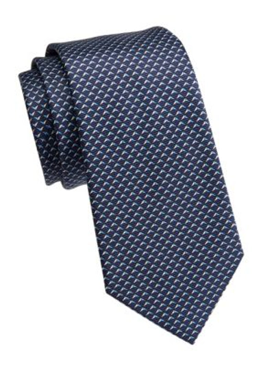 Ermenegildo Zegna Silk Neat Geometric Tie In Navy