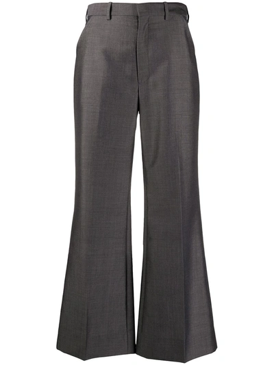Maison Margiela Cropped Mohair And Wool-blend Straight-leg Pants In Grey