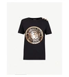 Balmain Metallic Logo-print Cotton-jersey T-shirt In Black