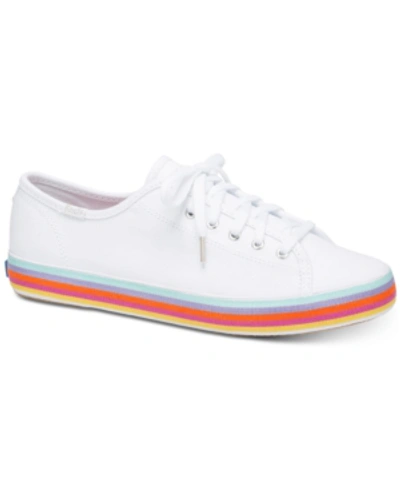 Kate Spade Keds X  New York Kickstart Rainbow Foxing Sneakers In White