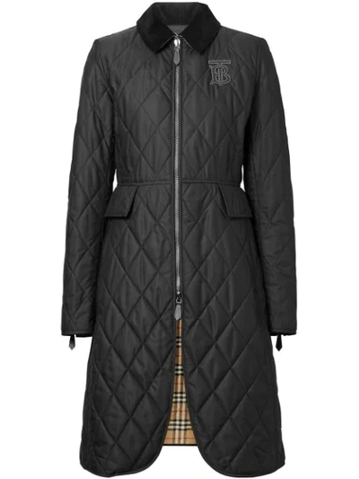 Burberry Equestrian Quilted Zip-front Jacket, Black