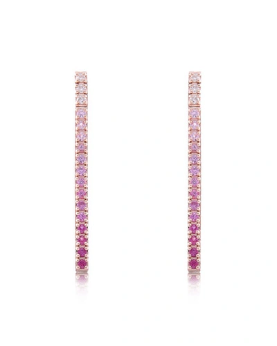 Stevie Wren Gembar 14k Rose Gold Diamond & Sapphire Bar Earrings, Pink