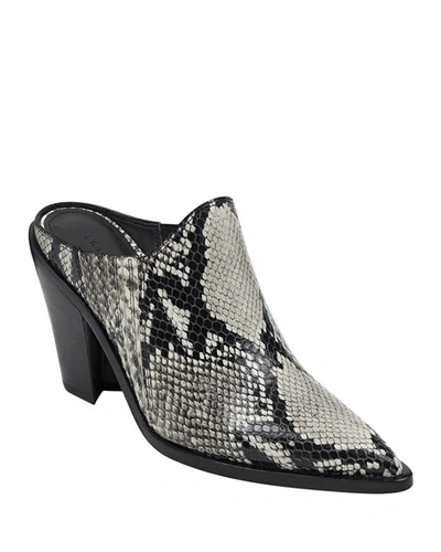 Sigerson Morrison Women's Kaden Pointed-toe High Heel Mules In Black Snake Embossed