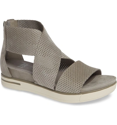 Eileen Fisher Women's Perforated Crisscross Platform Sandals In Moon/ Moon Nubuck