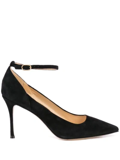 Marion Parke Muse Pointed Toe Ankle Strap Pump In Black