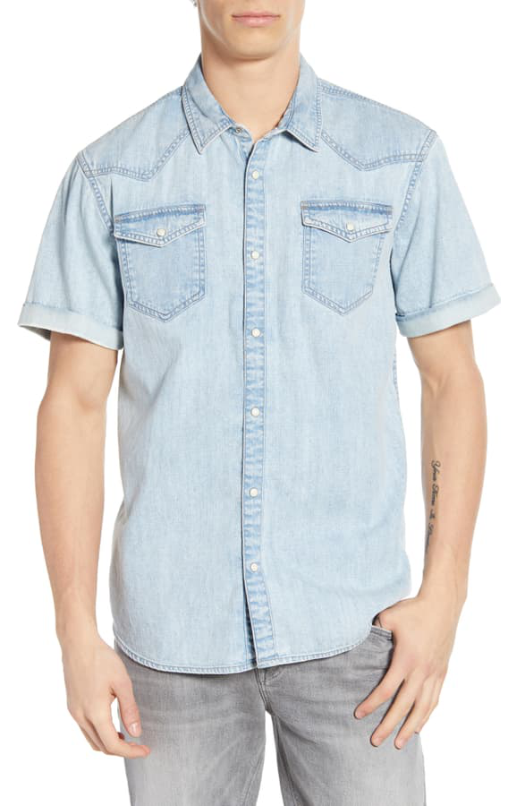 short sleeve denim western shirt