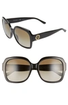 Tory Burch Women's Square Sunglasses, 57mm In Black/smoke Gradient