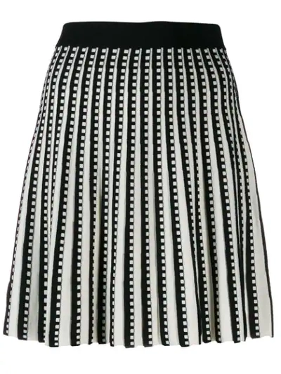 Michael Michael Kors Pleated Geo-pattern A-line Skirt In Black/bone