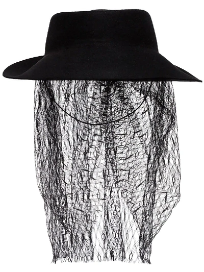 Gucci Black Felt Net Veil Hat