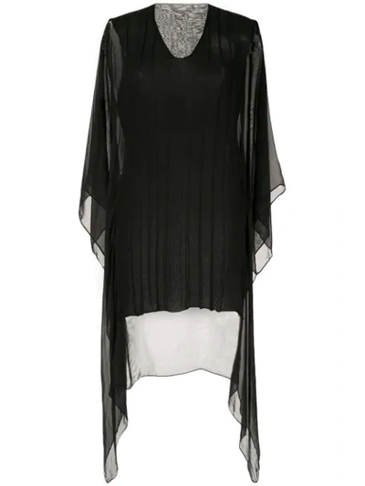 Masnada Sheer Panel Draped Top In Black