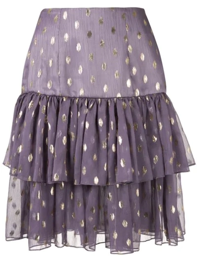 Bambah Ruffle Polka Dot Mini Skirt In Purple