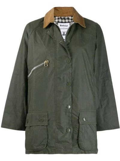 Barbour Alexachung Edith Corduroy-trimmed Waxed-cotton Jacket In Green |  ModeSens