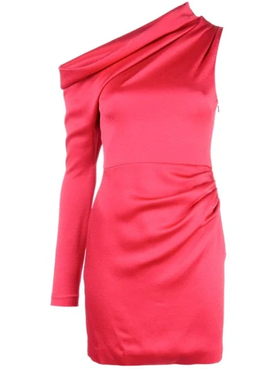 Cushnie Off Shoulder Single Sleeve Mini Dress In Pink