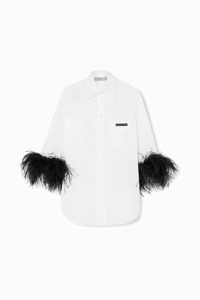 prada feather shirt