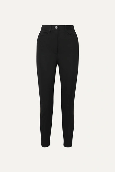 Fendi Intarsia-trimmed Cady Skinny Pants In Black