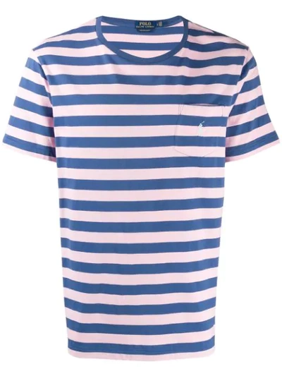 Polo Ralph Lauren Slim-fit Striped Cotton-jersey T-shirt In 010 Pink Mu