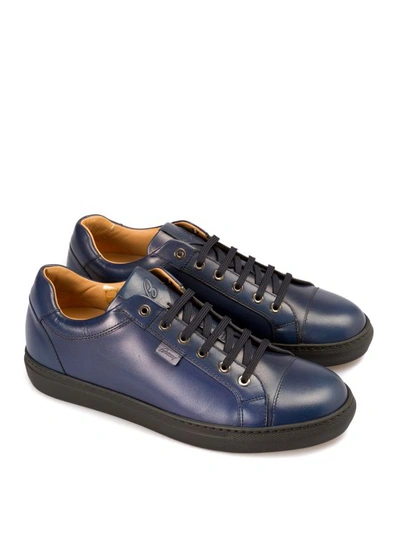 Brioni Blue Leather Low Top Sneakers