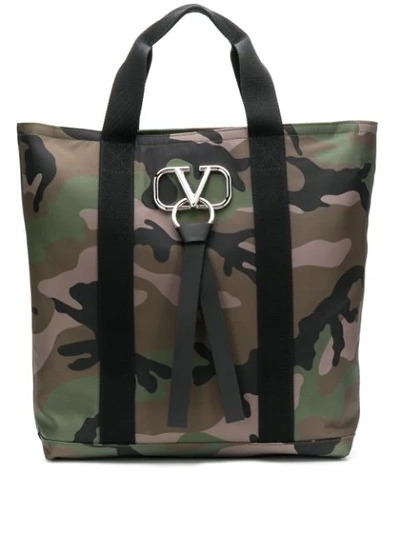 Valentino Garavani Garavani Camouflage Tote Bag In Green