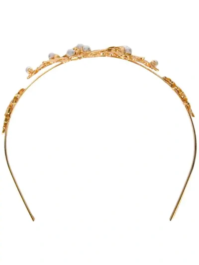 Oscar De La Renta Faux Pearl-embellished Gold-tone Headband