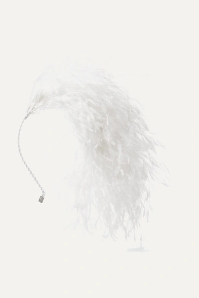 Gigi Burris Adrianne Feather Headband In White
