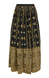 Ulla Johnson Aisha Embellished Embroidered Linen And Cotton-blend Midi Skirt In Black,green,yellow
