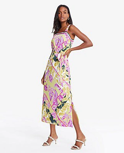 Ann Taylor Petite Floral Scarf Print Maxi Dress In Sweet Pineapple