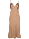 Cushnie Satin-paneled Silk Midi Dress In Brown