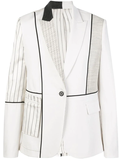 Monse Deconstructed Patchwork-effect Wool-blend Blazer In White