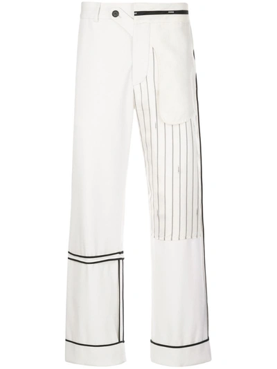 Monse Deconstructed Pinstriped Wool-blend Straight-leg Pants In White