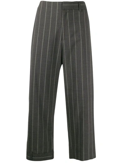 Monse Pinstriped Wool-blend Straight-leg Pants In Grey