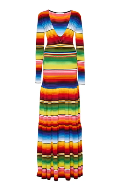 Carolina Herrera Striped Cotton-blend Maxi Dress In Multi