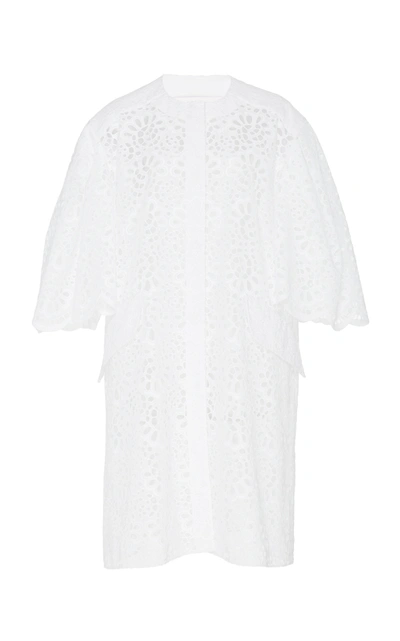 Carolina Herrera Broderie Anglaise Cotton Coat In White